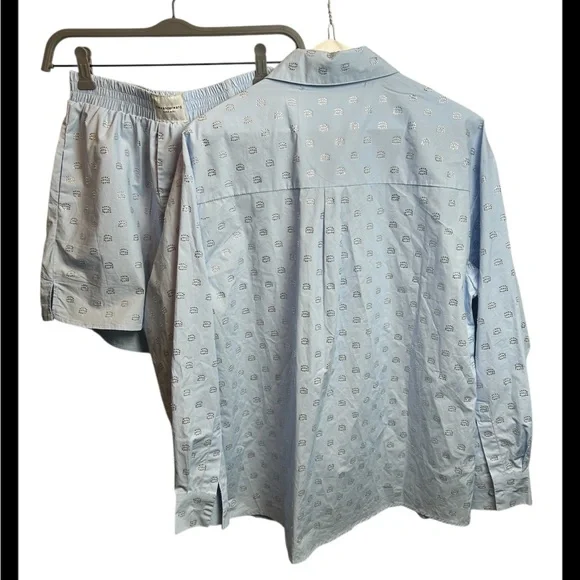 Alexander Wang Blue Rhinestone Wool/Cashmere PJ Set W Boxer Shorts Size Small - Picture 8 of 9